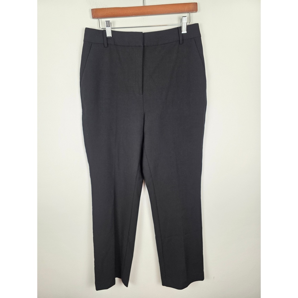 NORDSTROM Black Flat Front Dress Pants Women's Size 10 Polyester Viscose Spandex